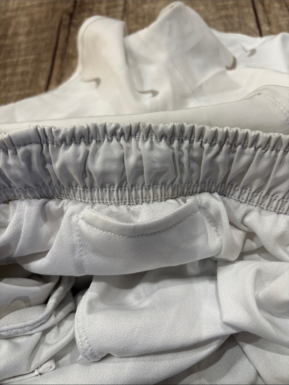 Nike White Athletic Running Shorts with Gray Swoosh Print Women’s XL - Picture 5 of 7